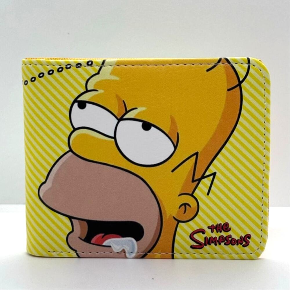 The Simpsons Homer & Beer Vegan Leather Wallet New Yellow 90s Cartoon, New